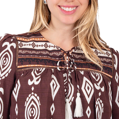 Blusa bohemia estampada Café