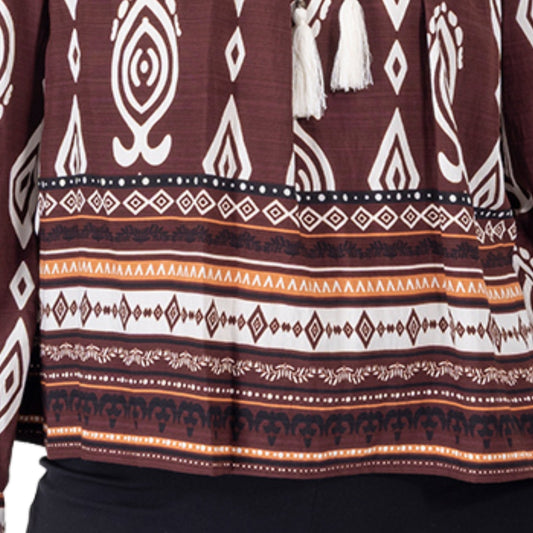 Blusa bohemia estampada Café