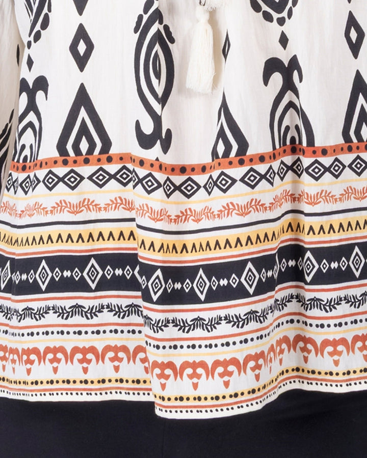 Blusa bohemia estampada Hueso