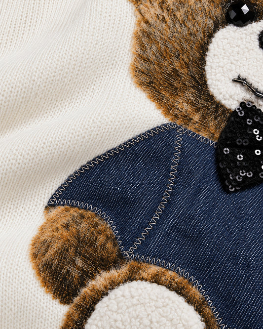 Suéter Osito de Peluche Blanco – detalle de tela