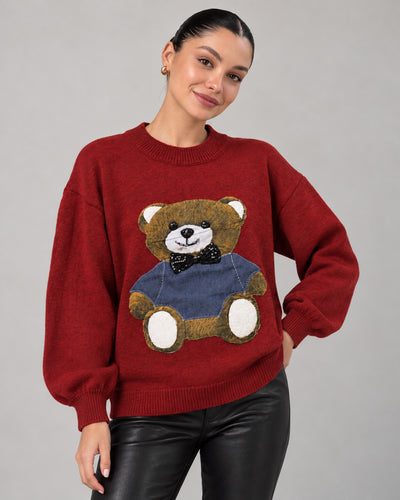 Suéter Osito de Peluche Rojo – frente