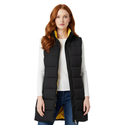 Chaleco Acolchado Largo Premium Negro – de frente