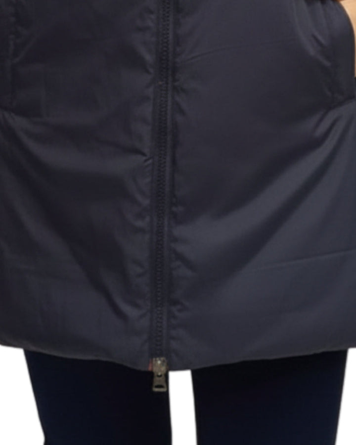 Chaleco Acolchado Largo Premium Rojo – detalle del cierre
