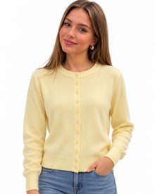 Cárdigan Clásico de Punto Amarillo – frente