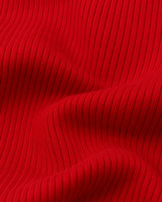 Suéter Canalé Botones Dorados Rojo – detalle de tela