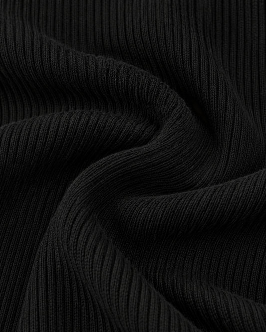 Suéter Canalé Hombros Descubiertos Negro – detalle de tela