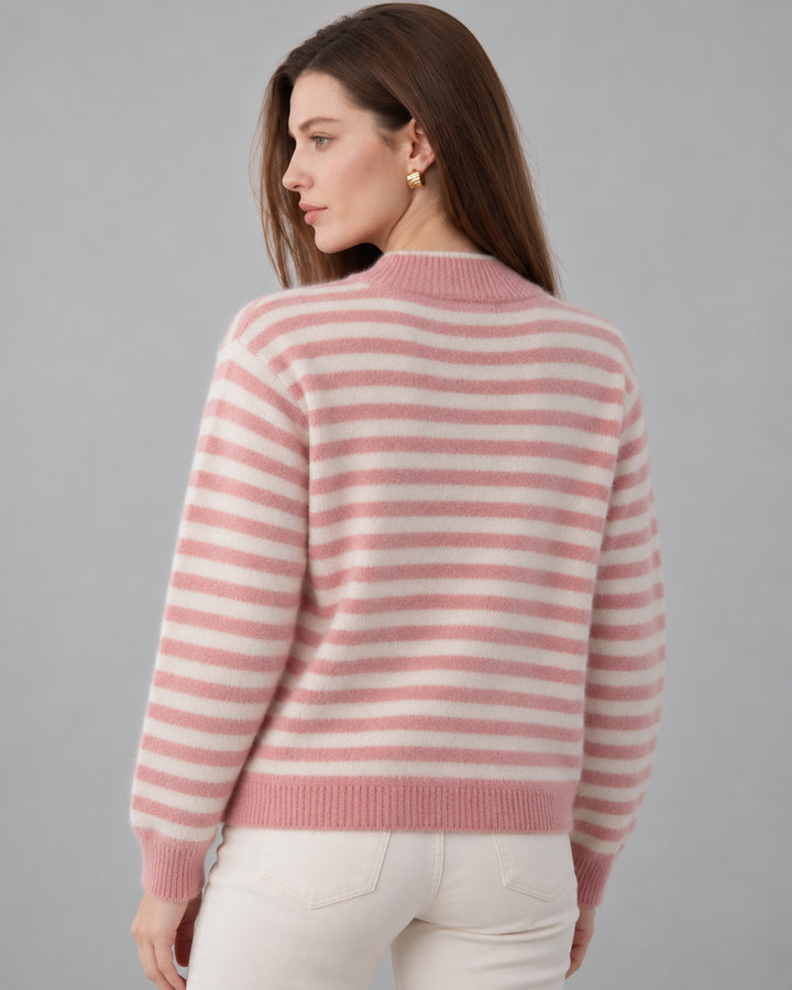 Suéter Rayas Afelpado Rosa – espalda