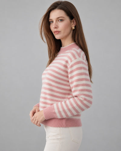 Suéter Rayas Afelpado Rosa – lateral