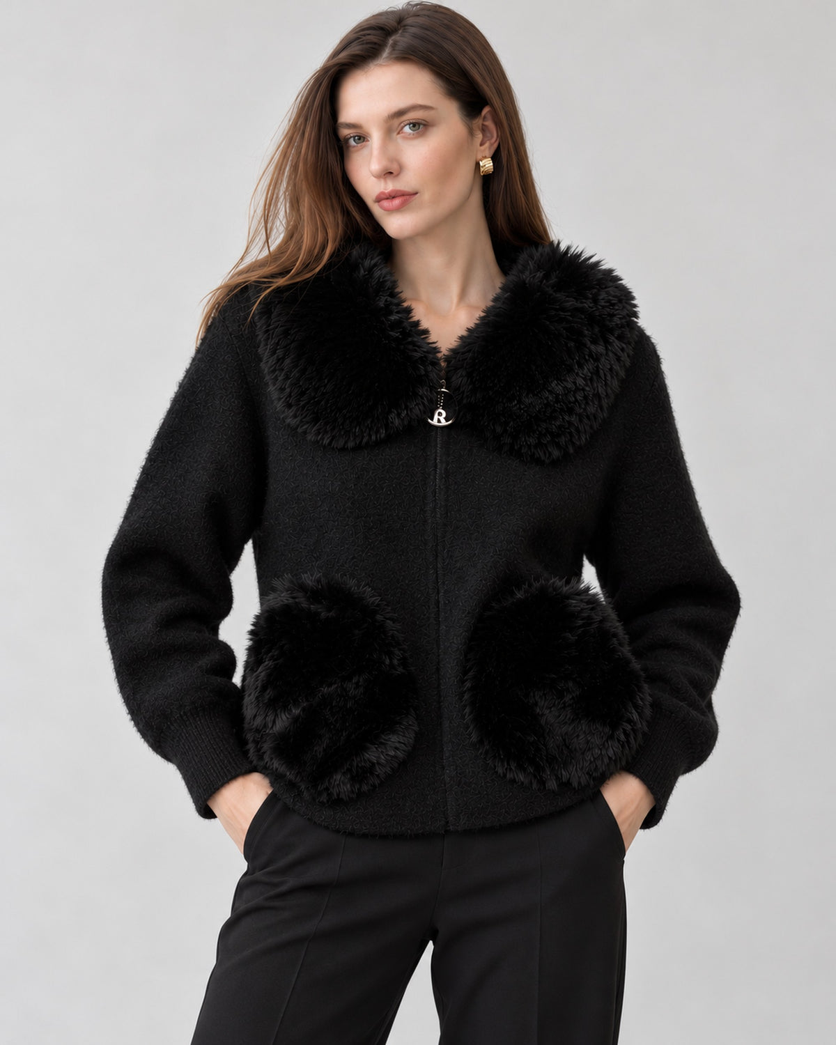 Cárdigan Cuello Peluche