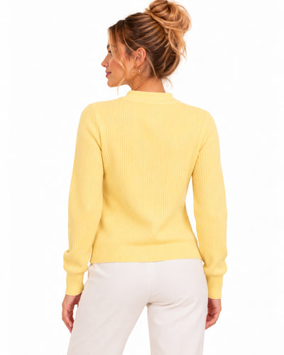 Suéter Canalé Entallado Amarillo – espalda