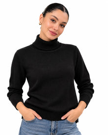 Suéter Cuello Alto Básico Negro – frente
