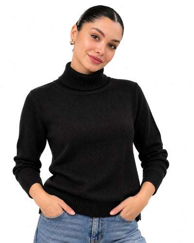 Suéter Cuello Alto Básico Negro – frente
