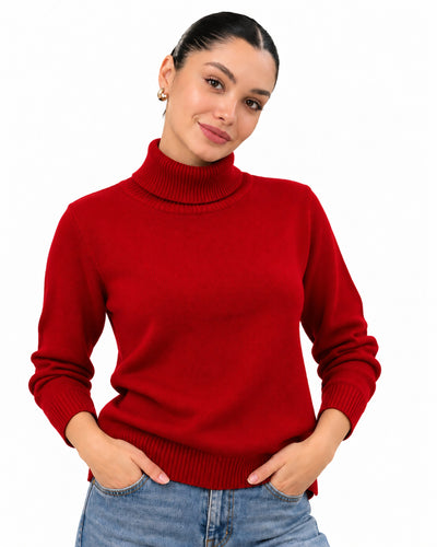Suéter Cuello Alto Básico Rojo – frente