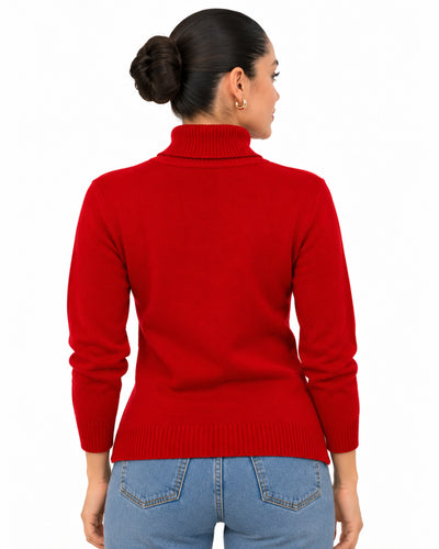 Suéter Cuello Alto Básico Rojo – espalda