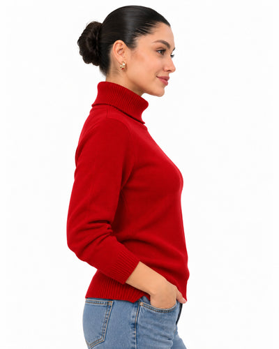 Suéter Cuello Alto Básico Rojo – lateral