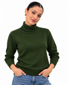 Suéter Cuello Alto Básico Olivo – frente