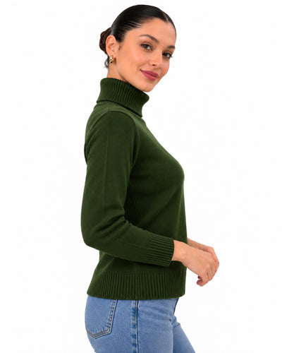 Suéter Cuello Alto Básico Olivo – lateral