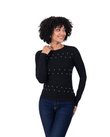 Suéter Elegante con Detalles Negro – de frente