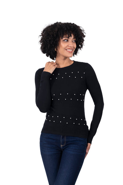 Suéter Elegante con Detalles Negro – de frente