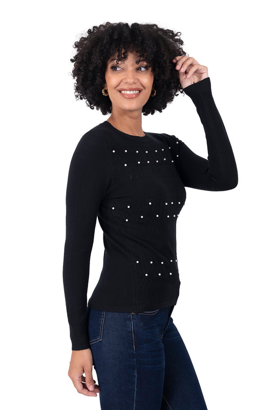 Suéter Elegante con Detalles Negro
