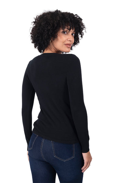 Suéter Elegante con Detalles Negro – de espalda