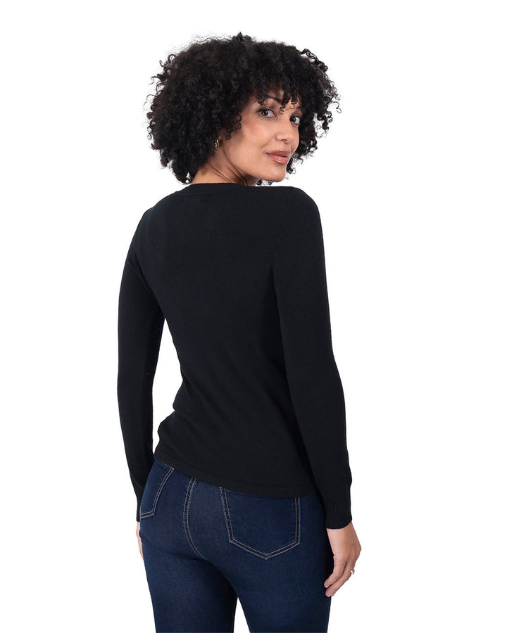 Suéter Elegante con Detalles Negro – de espalda