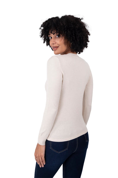 Suéter Elegante con Detalles Beige – de espalda