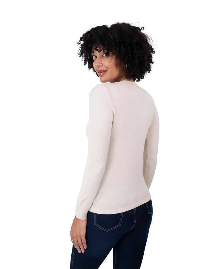 Suéter Elegante con Detalles Beige – de espalda