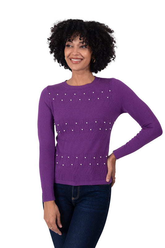 Suéter Elegante con Detalles Morado