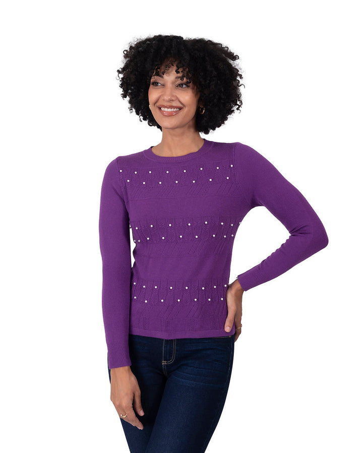 Suéter Elegante con Detalles Morado – de frente
