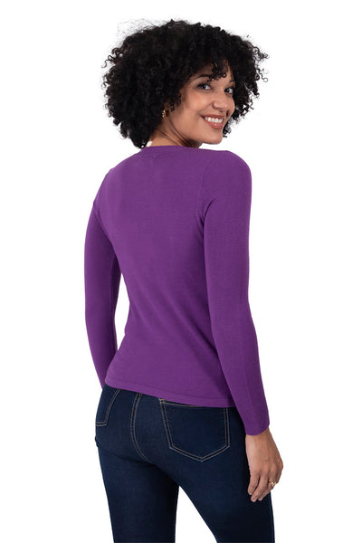 Suéter Elegante con Detalles Morado – de espalda