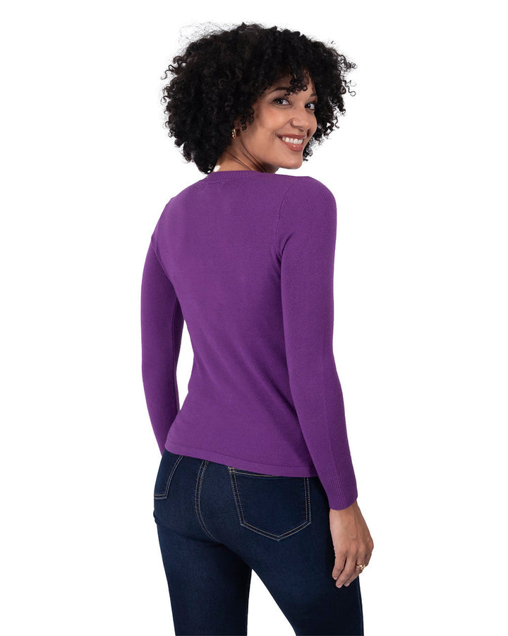 Suéter Elegante con Detalles Morado – de espalda