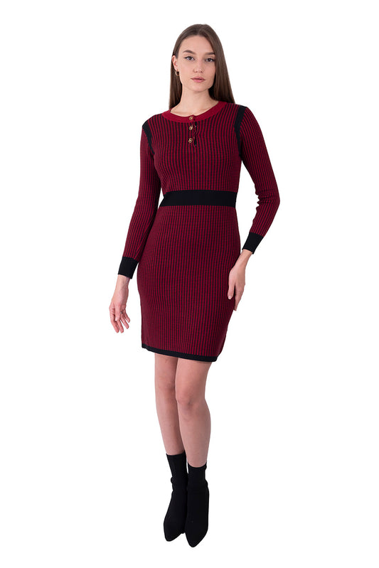 Vestido Tejido Elegancia Clásica Vino