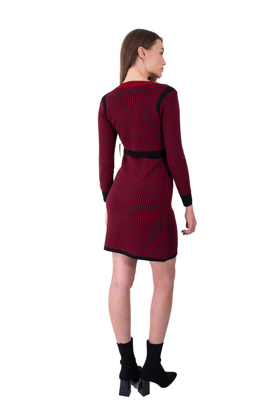 Vestido Tejido Elegancia Clásica Vino