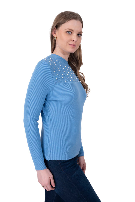 Suéter Perlas Elegante Azul
