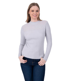 Suéter Perlas Elegante Gris – de frente