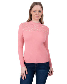 Suéter Perlas Elegante Rosa – de frente