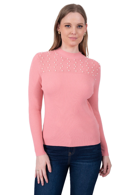 Suéter Perlas Elegante Rosa