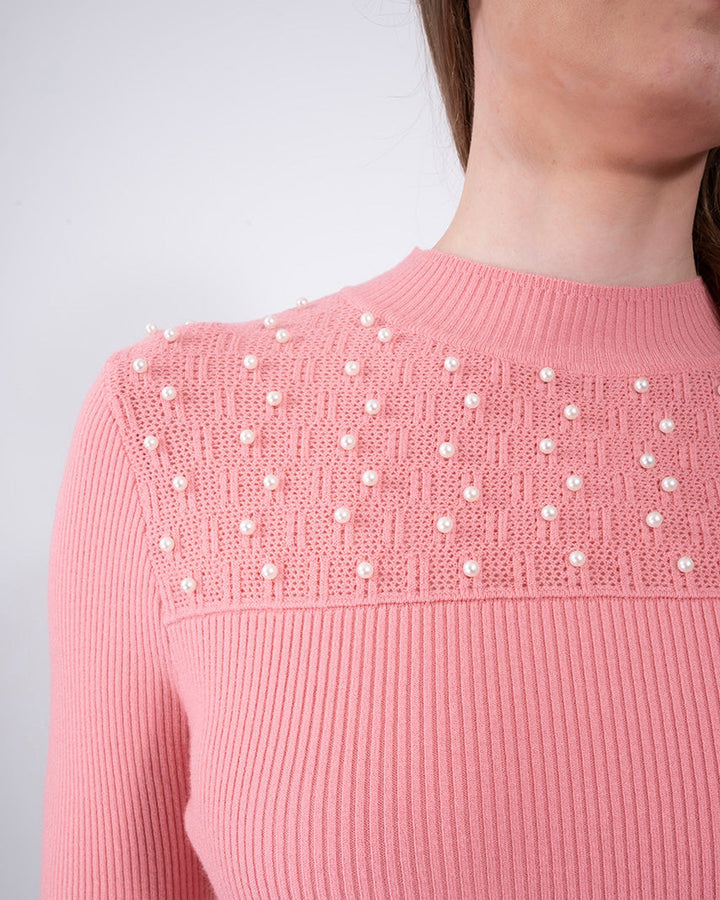 Suéter Perlas Elegante Rosa – detalle de la prenda