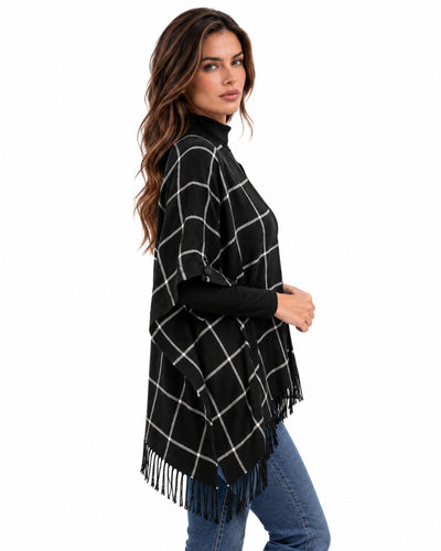 Capa Cuadros con Flecos Negro – lateral