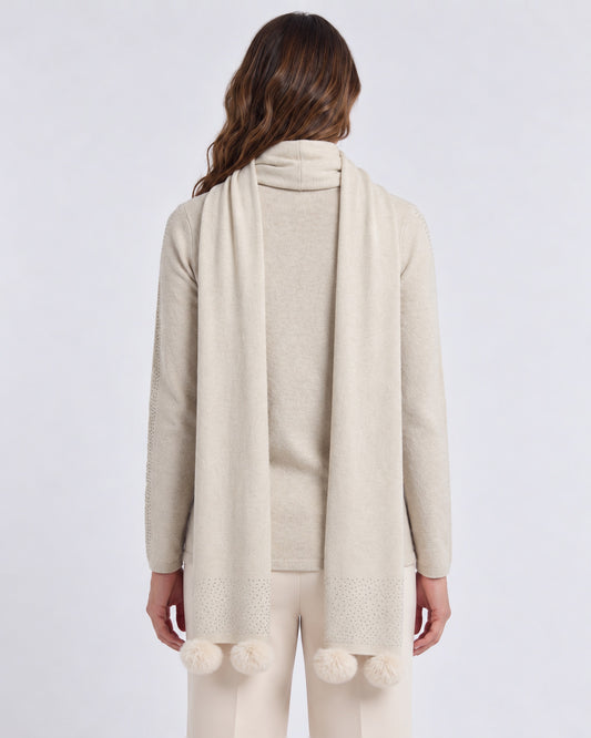 Cárdigan Estola Pompones Beige – espalda