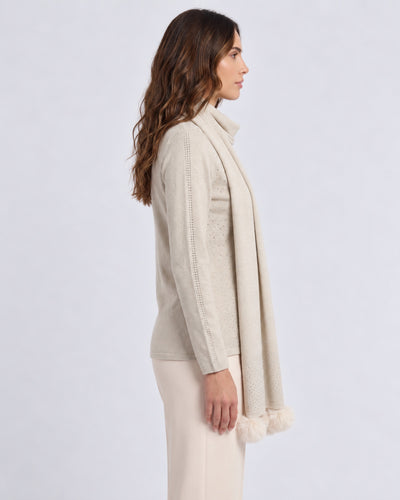 Cárdigan Estola Pompones Beige – lateral