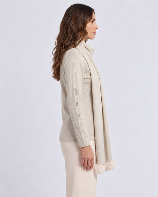 Cárdigan Estola Pompones Beige – lateral