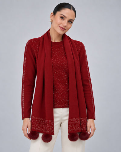 Cárdigan Estola Pompones Rojo – frente