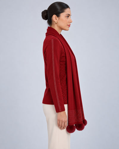 Cárdigan Estola Pompones Rojo – lateral