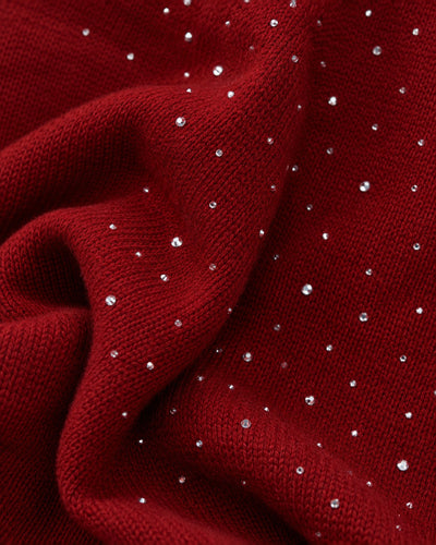 Cárdigan Estola Pompones Rojo – detalle de tela
