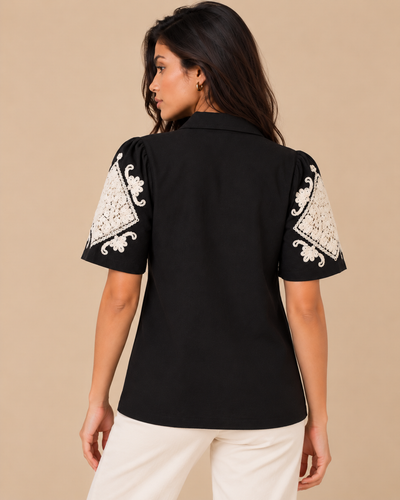 Blusa Encaje Guipur Negro – de espalda