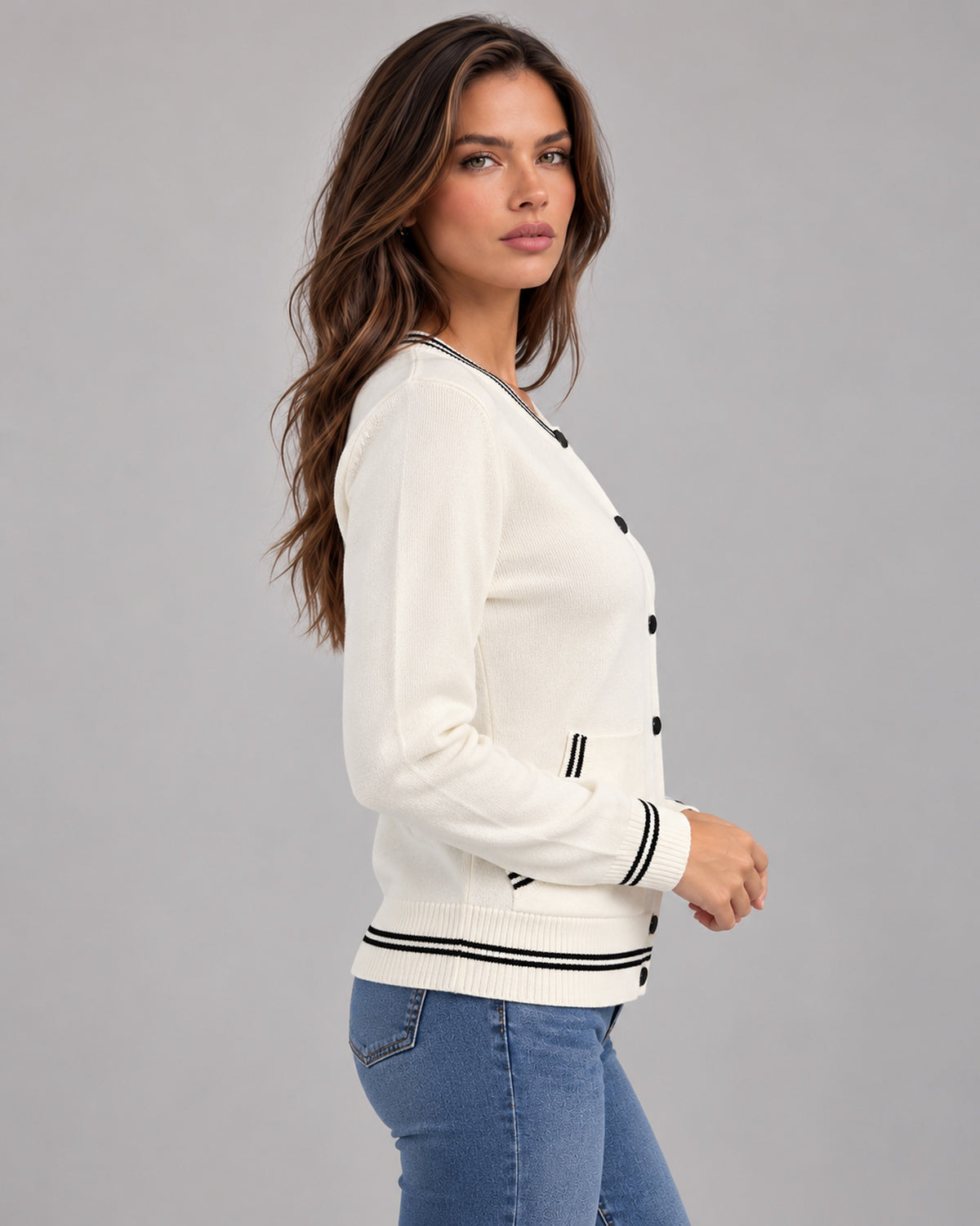 Cárdigan Bomber Ribete Contraste