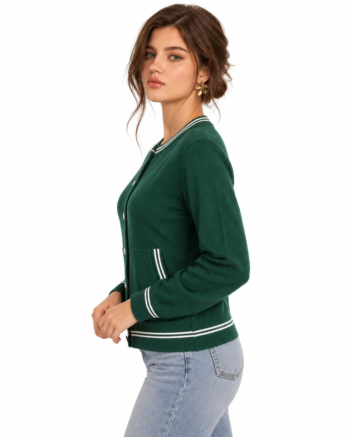 Cárdigan Bomber Ribete Contraste