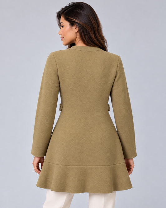 Cárdigan Largo Botones Dorados Khaki – espalda